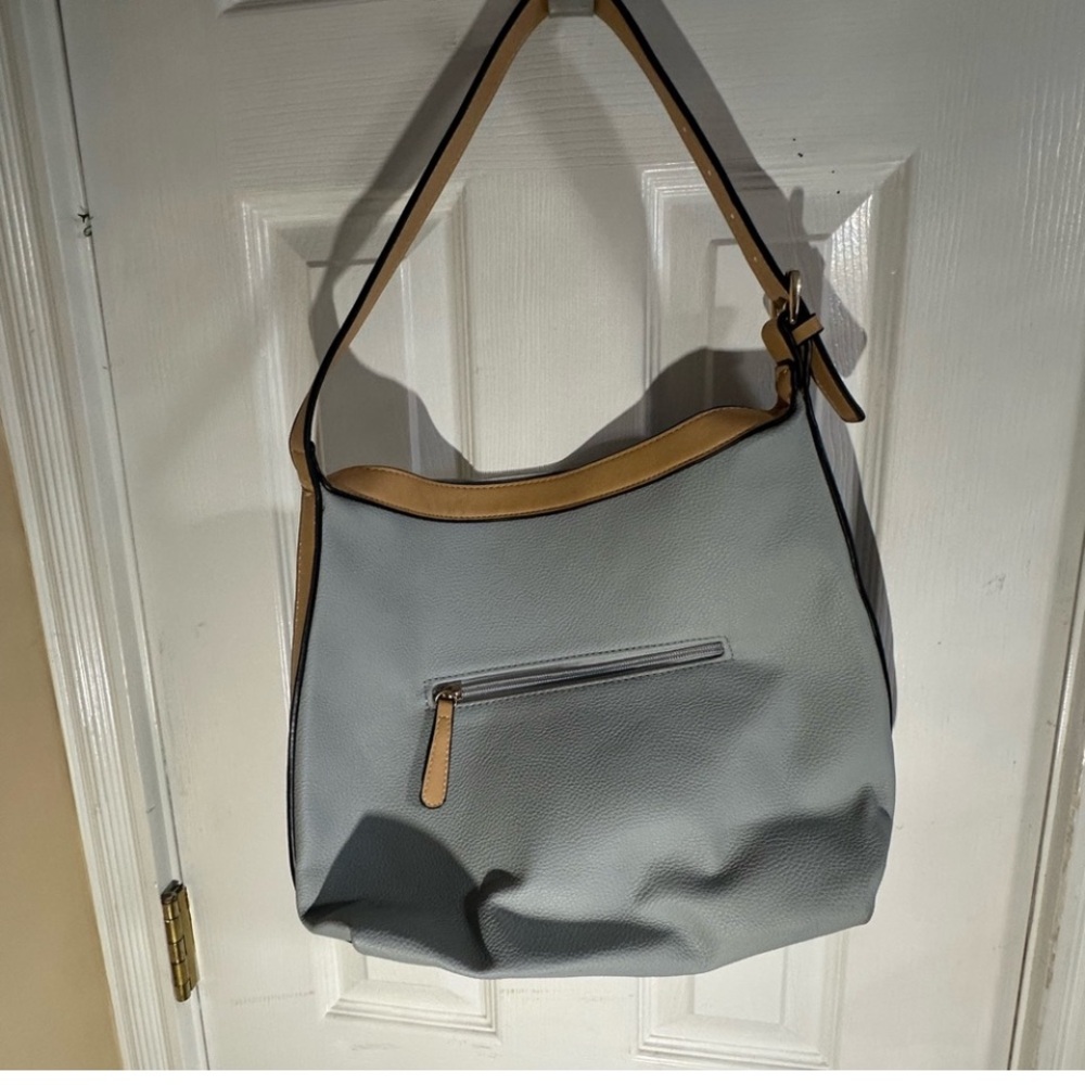 Louenhide Vegan Leather Tan And blue Saddle Bag Tote